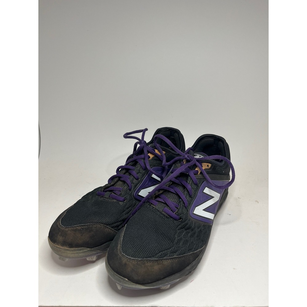 New Balance Mens Baseball Cleats 9.5 Black Purple Metal Spikes L3000BP4